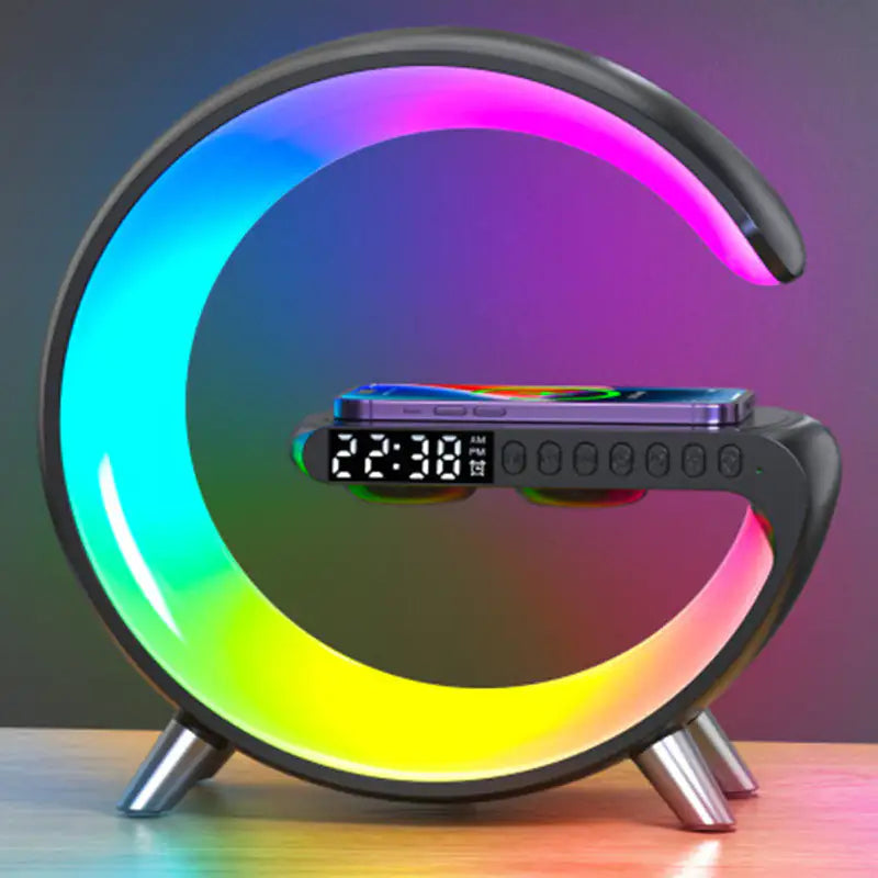 G-shaped LED ambient lamp with speaker and wireless charging, US plug