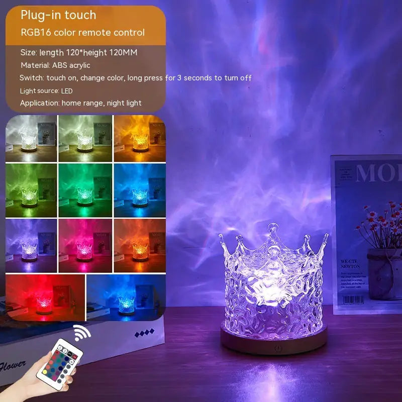 USB water ripple ambient lamp casting colored light