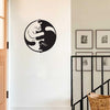 Metal Yin Yang Cat Wall Art Sculpture, Handmade Indoor - Decorik