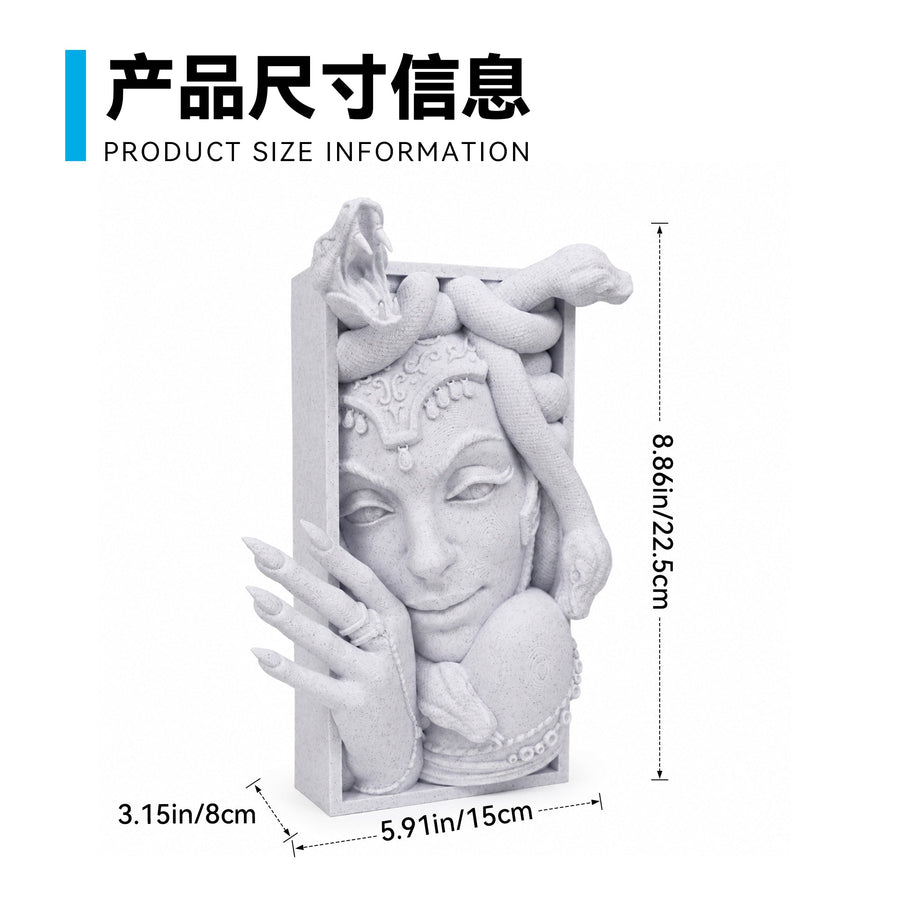 3D Printed Medusa Bookend Sculpture, Greek Mythology Decorative Book Holder For Bookshelf Desk Home Decor - Decorik