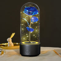 Creative 2 In 1 Rose Flowers LED Light And Bluetooth-compatible Speaker Valentine's Day Gift Rose Luminous Night Light Ornament In Glass Cover - Decorik