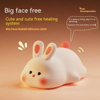 Cute LED Night Light Touch Sensor Cartoon Kid's Nightlights Big Face Rabbit Silicone Night Light Christmas Gift Bedside Lamp Home Decor - Decorik