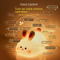 Cute LED Night Light Touch Sensor Cartoon Kid's Nightlights Big Face Rabbit Silicone Night Light Christmas Gift Bedside Lamp Home Decor - Decorik