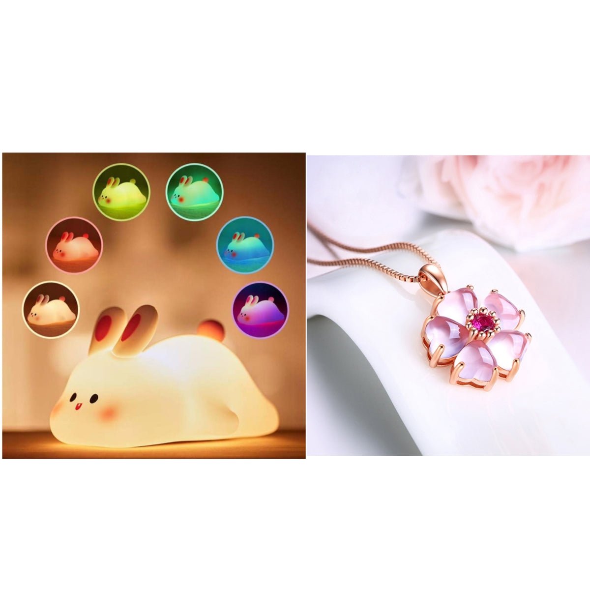 Cute LED Night Light Touch Sensor Cartoon Kid's Nightlights Big Face Rabbit Silicone Night Light Christmas Gift Bedside Lamp Home Decor - Decorik