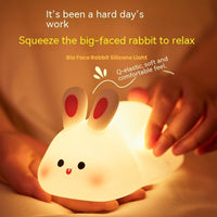 Cute LED Night Light Touch Sensor Cartoon Kid's Nightlights Big Face Rabbit Silicone Night Light Christmas Gift Bedside Lamp Home Decor - Decorik