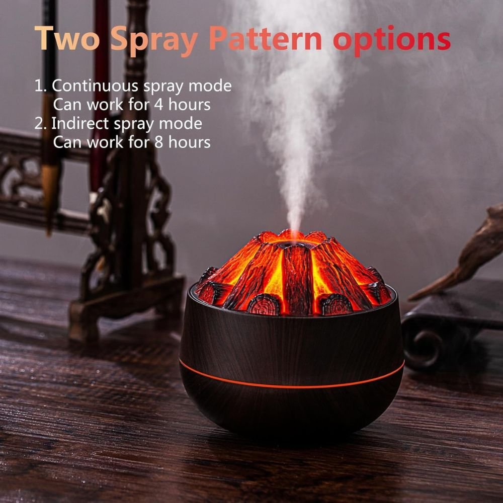 Charcoal Fire LED Aromatherapy Diffuser - Dark Wood