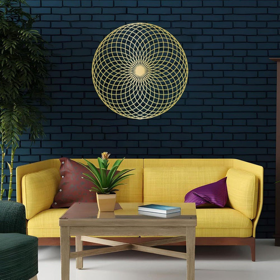 Sacred Geometry Wall Art, Spiritual Metal Yantra & Mandala Sculpture - Decorik