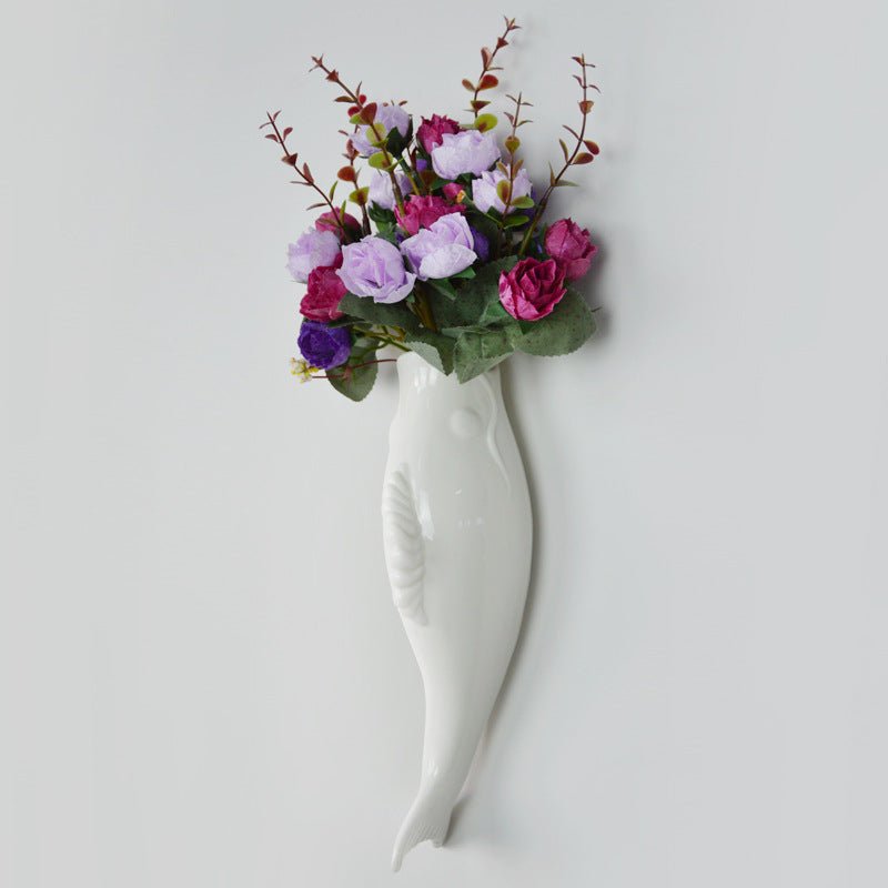 Simple Modern Creative Wall Ceramic Goldfish Vase Restaurant Mural Wall Hanging Three-Dimensional Wall Decoration Wholesale - Decorik