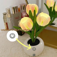 Tulip Lamp - LED Replica Tulip Table Lamp With Flower Vase For Desktop Decoration. Suitable For Home, Living Room, Desktop Decoration, Holiday Gifts, Atmosphere Decoration Lamps. Powered By USB - Decorik