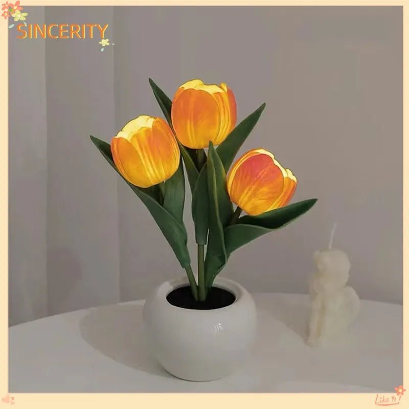 Tulip Lamp - LED Replica Tulip Table Lamp With Flower Vase For Desktop Decoration. Suitable For Home, Living Room, Desktop Decoration, Holiday Gifts, Atmosphere Decoration Lamps. Powered By USB - Decorik