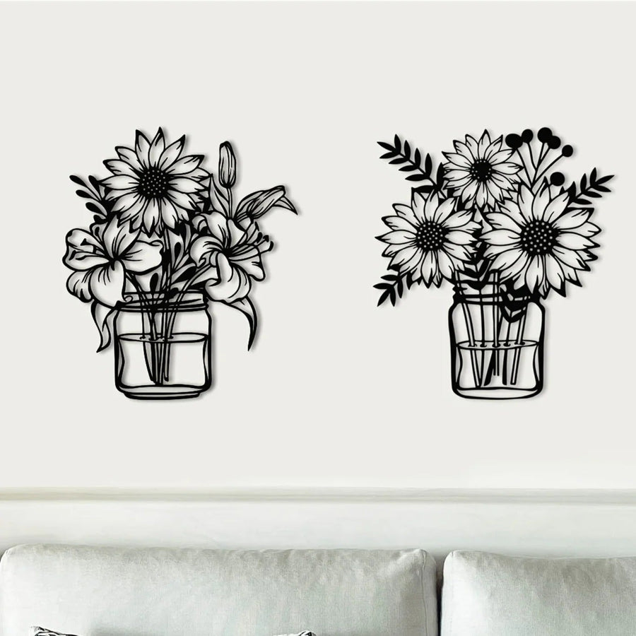 Vintage Sunflower Metal Wall Art - Handcrafted Iron Wall Sculpture - Decorik