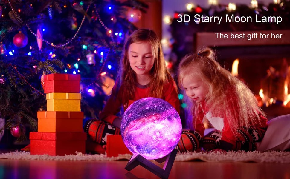 ZK20 3D Printing Moon Lamp Galaxy Moon Light Kids Night Light 16 Color Change Touch Remote Control Galaxy Light - Decorik
