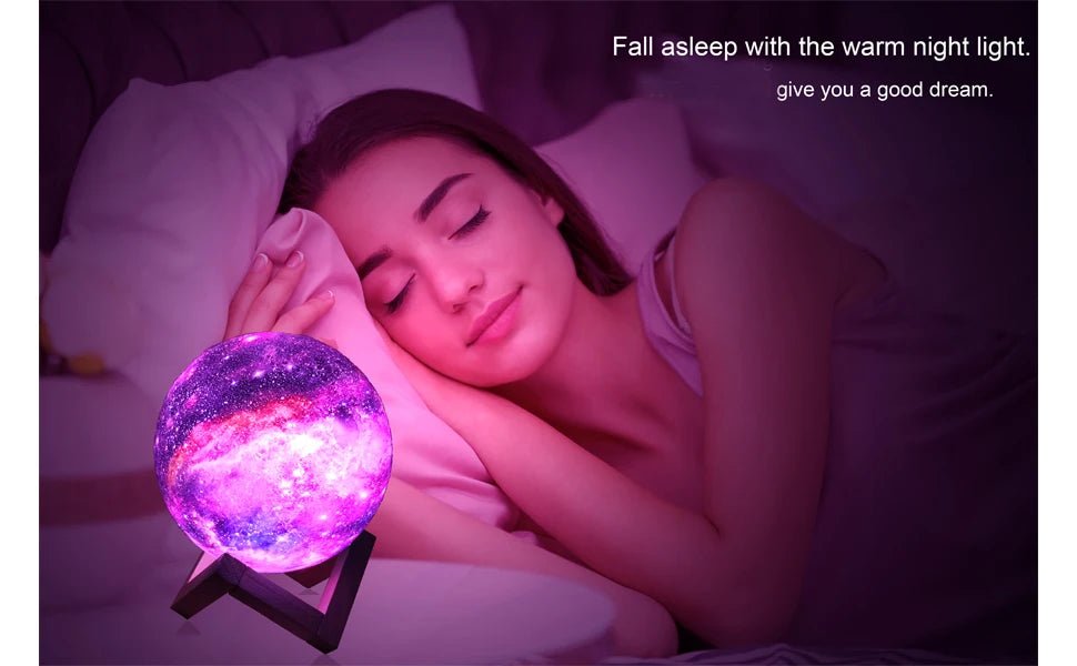 ZK20 3D Printing Moon Lamp Galaxy Moon Light Kids Night Light 16 Color Change Touch Remote Control Galaxy Light - Decorik